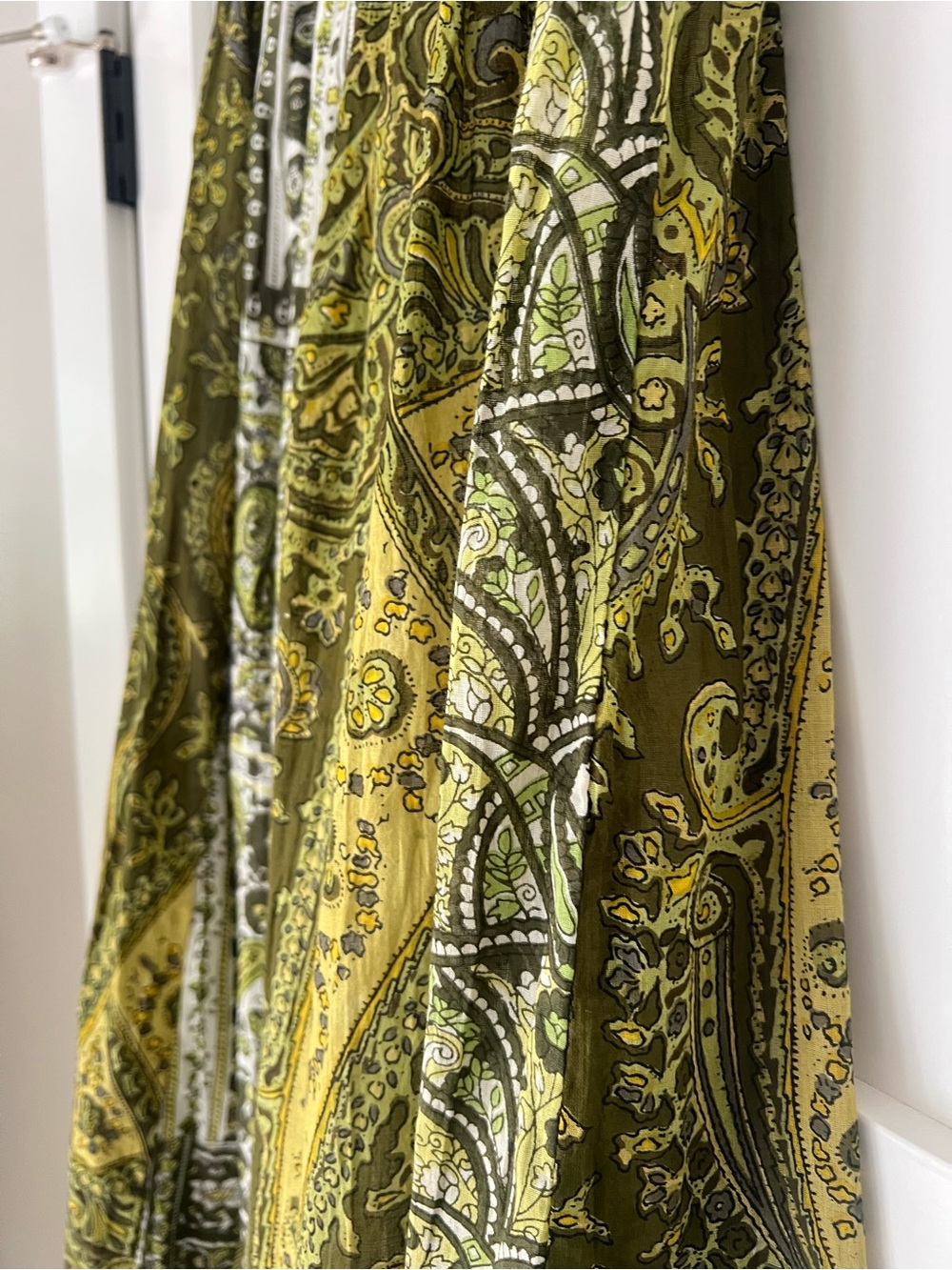 Solitaire Patchwork Print Paisley Boho Maxi Skirt Smocked Waist Size S - Picture 5 of 10